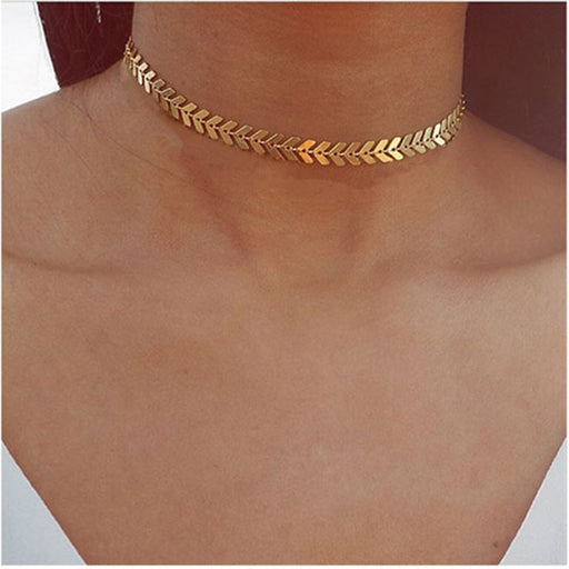 Leaves Chain Sequins Choker Necklace