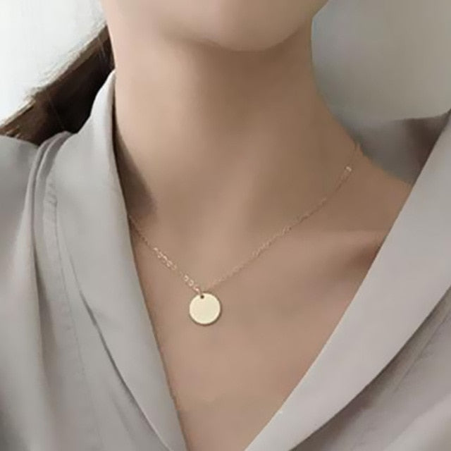 Round Circle Pendant Necklace