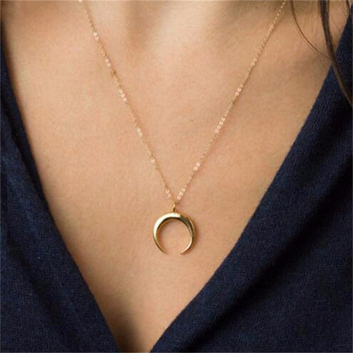 Curved Crescent Moon Necklace