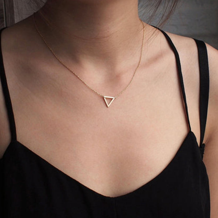 Gold and Silver Triangle Pendant Necklace